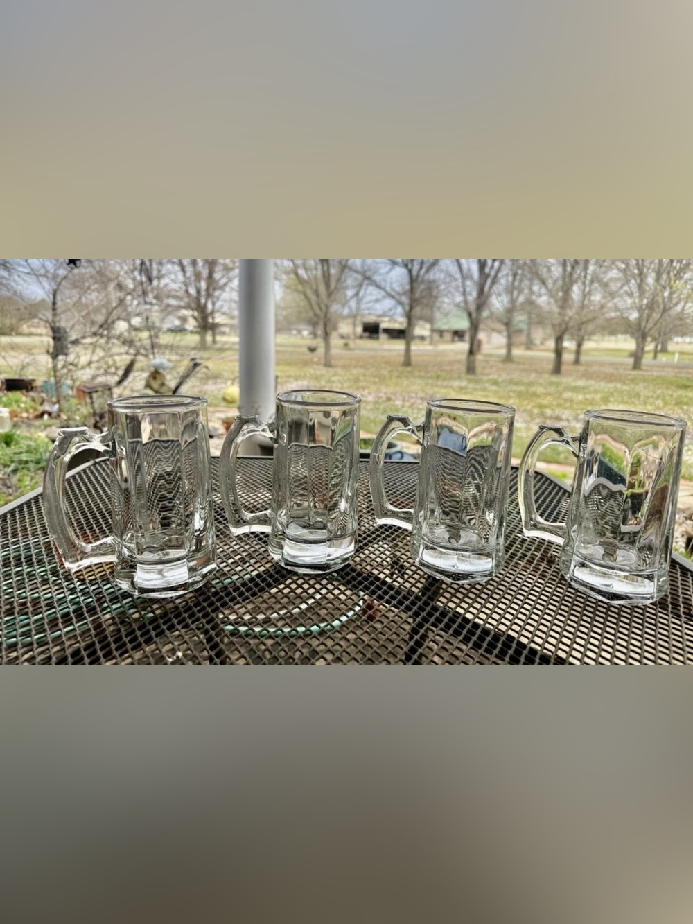 Vintage Libbey Thick Heavy Paneled Beer Mugs Lot of 4 – 16oz Clear Glass Root